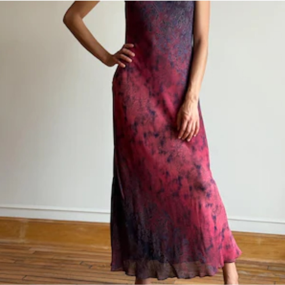 Vintage 90s Carole Little Women's Sleeveless Lined Rayon Maxi Dress Size 10